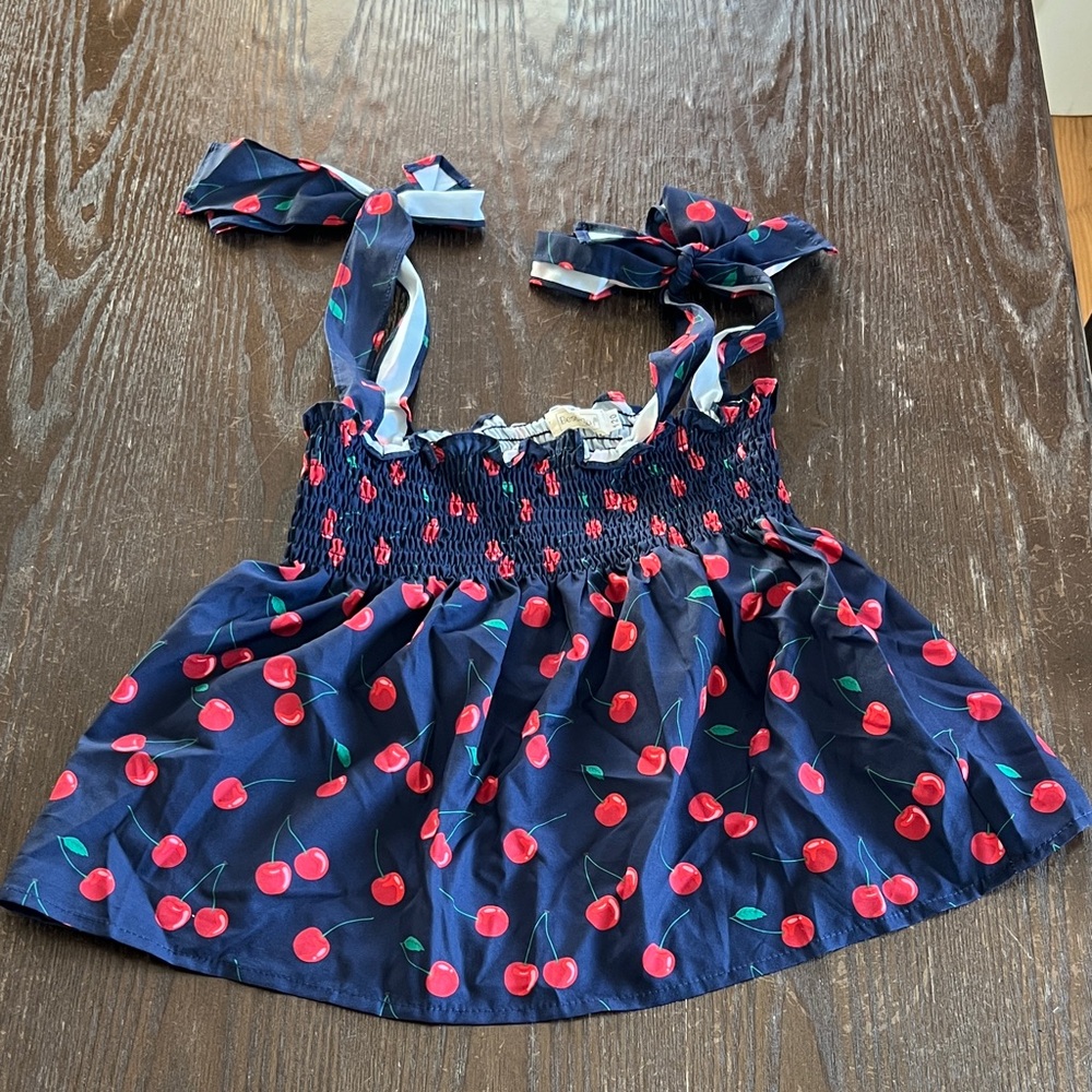 Cherry Print Navy Blue Top